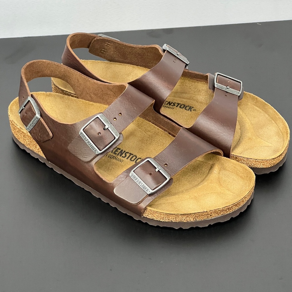 Excellent Condition Mens Birkenstock Milano Sandal Brown leather Size;13 (46)